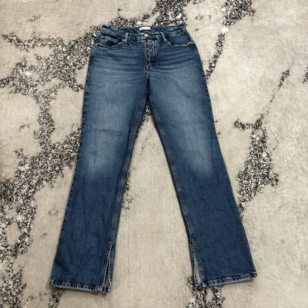 Good American Good Legs Womens 6/28 Blue High Rise Straight Leg Jeans Button Fly